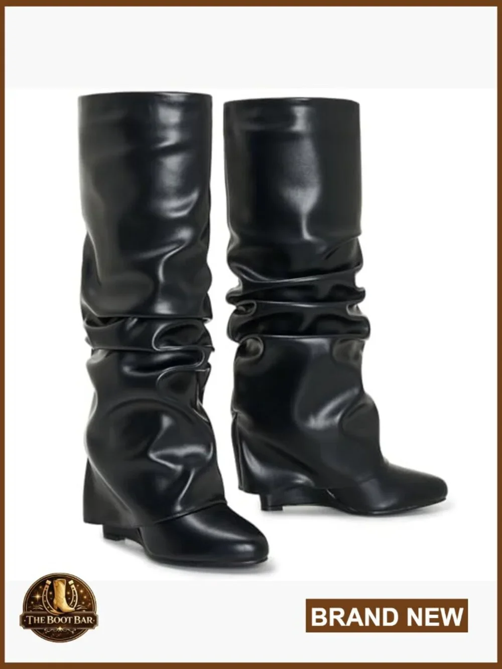 Women's Ruched Over-the-Knee Boots Wedge Heel Wide Calf Pull-On